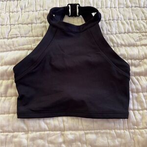 Black Sleeveless Fitted Crop Dance Top